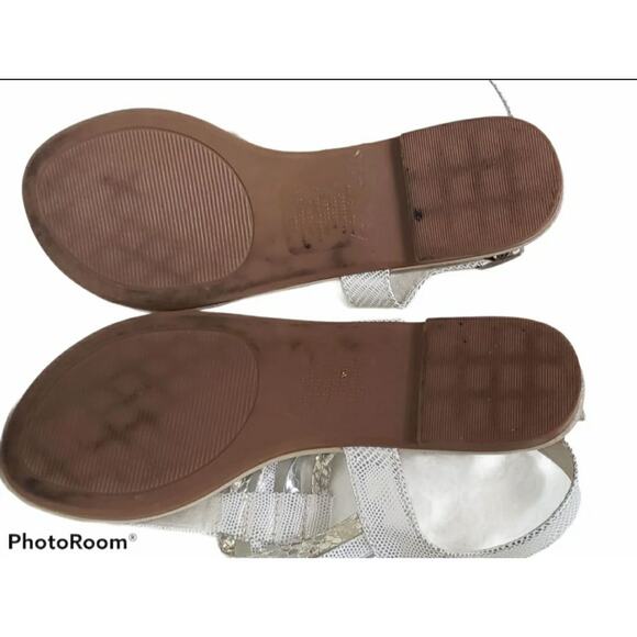 Just Be Adjustable Strap Gold Flip Flop Style Sandals w. Ankle Straps - Picture 5 of 7